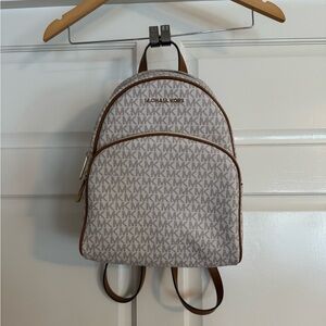 Michael Kors Beige and Brown Monogram Backpack